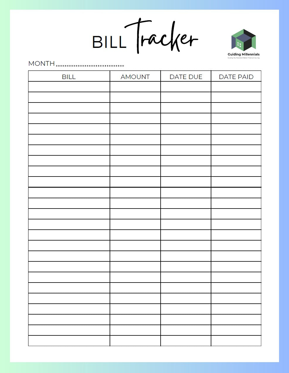 Income, Expense, Bills & Savings Tracker